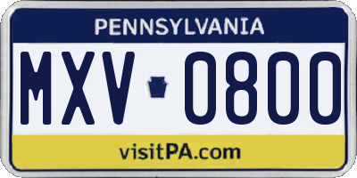 PA license plate MXV0800