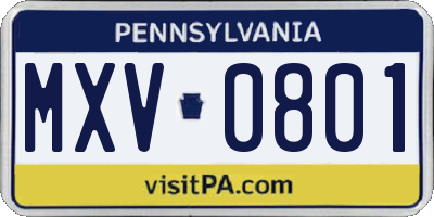 PA license plate MXV0801