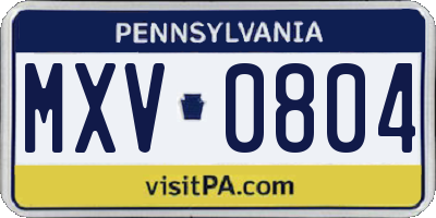 PA license plate MXV0804