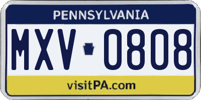 PA license plate MXV0808