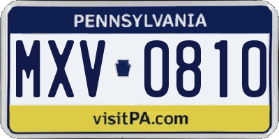 PA license plate MXV0810