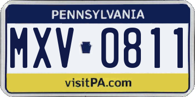 PA license plate MXV0811