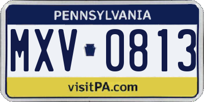 PA license plate MXV0813