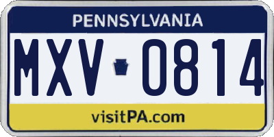 PA license plate MXV0814