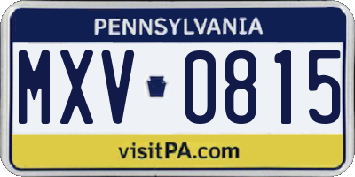PA license plate MXV0815