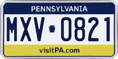 PA license plate MXV0821