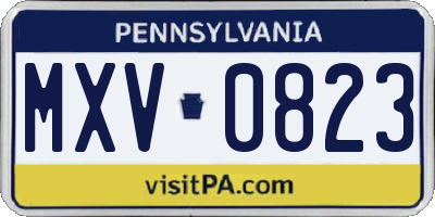 PA license plate MXV0823