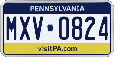 PA license plate MXV0824