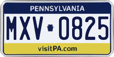 PA license plate MXV0825