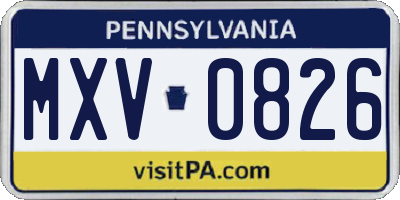 PA license plate MXV0826
