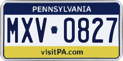 PA license plate MXV0827