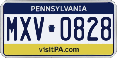 PA license plate MXV0828