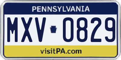 PA license plate MXV0829