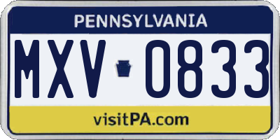 PA license plate MXV0833