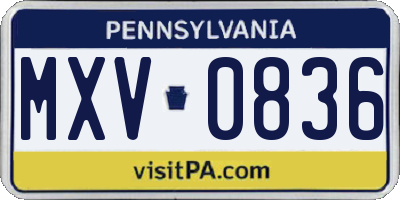 PA license plate MXV0836