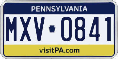 PA license plate MXV0841