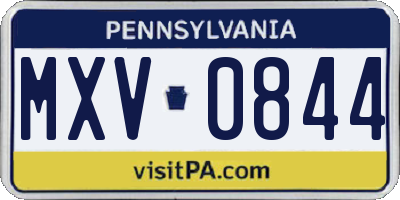 PA license plate MXV0844