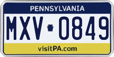 PA license plate MXV0849