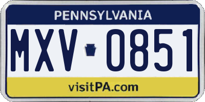 PA license plate MXV0851