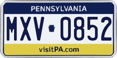 PA license plate MXV0852