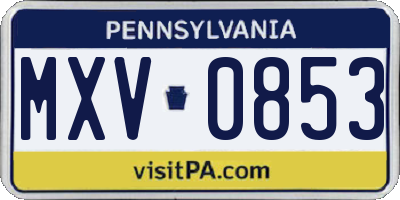 PA license plate MXV0853