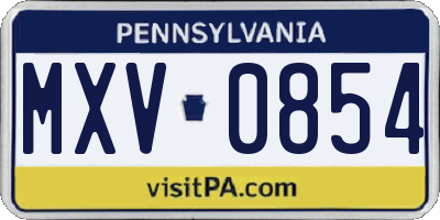 PA license plate MXV0854