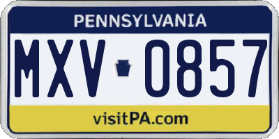 PA license plate MXV0857