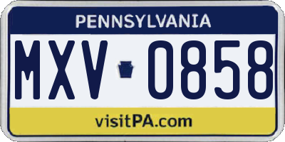 PA license plate MXV0858
