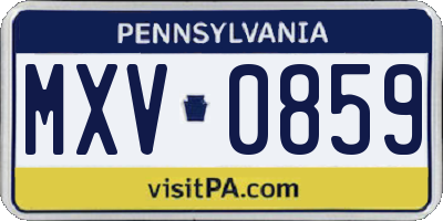 PA license plate MXV0859