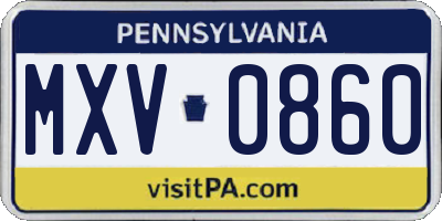 PA license plate MXV0860