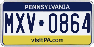 PA license plate MXV0864