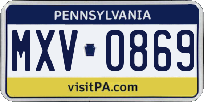 PA license plate MXV0869