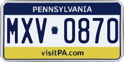 PA license plate MXV0870