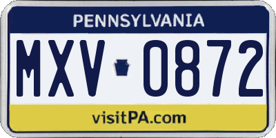 PA license plate MXV0872