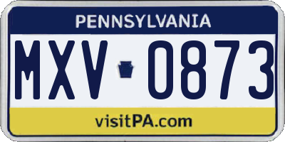 PA license plate MXV0873