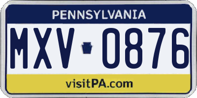 PA license plate MXV0876