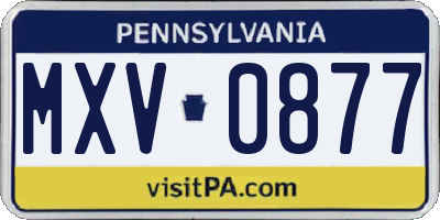 PA license plate MXV0877