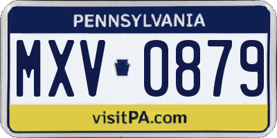 PA license plate MXV0879