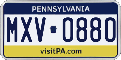 PA license plate MXV0880