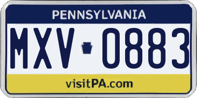 PA license plate MXV0883