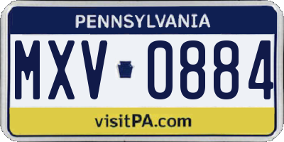 PA license plate MXV0884