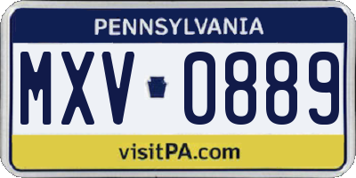 PA license plate MXV0889