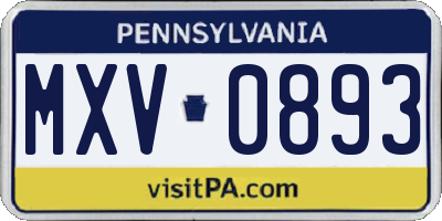 PA license plate MXV0893