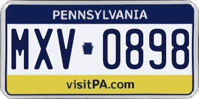 PA license plate MXV0898