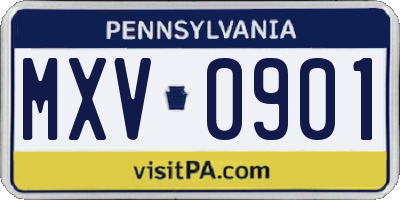 PA license plate MXV0901