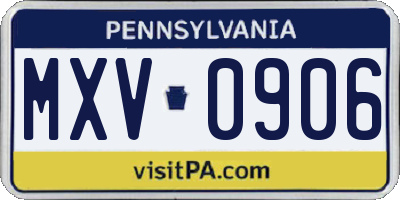 PA license plate MXV0906