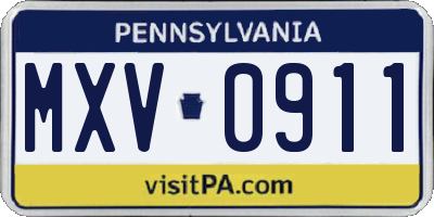 PA license plate MXV0911