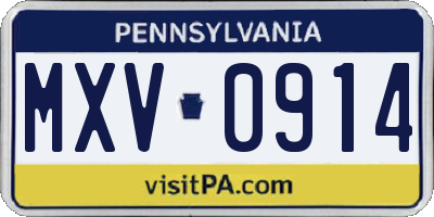 PA license plate MXV0914