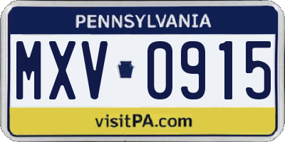 PA license plate MXV0915