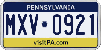 PA license plate MXV0921